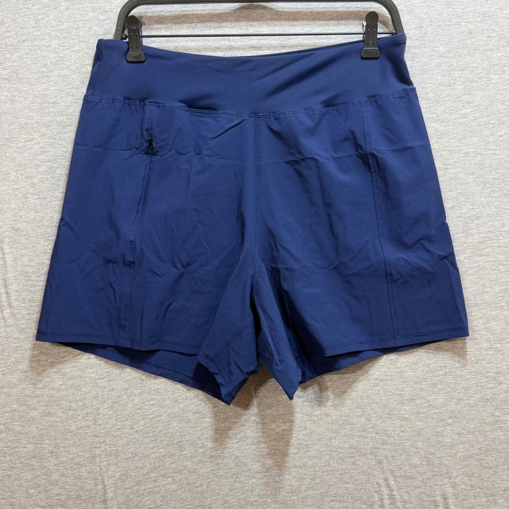 Hurley Athletic Shorts Womens Size L Navy Blue Zipper Pocket HCS1014 Activewear